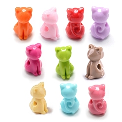 Mixed Color Opaque Acrylic Kitten Beads, Cat/Kitten, Mixed Color, 14.5x8.5x9.5mm, Hole: 2.5mm, about 860pcs/500g