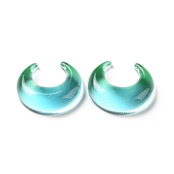 Medium Turquoise Opaque Acrylic Cabohons, Two Tone, Moon, Medium Turquoise, 23x19x7mm