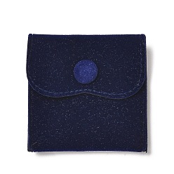 Прусский Синий Бархатные мешочки для хранения украшений, квадратные сумки для украшений с застежкой-кнопкой, для сережек, хранение колец, берлинская лазурь, 6.75~6.8x7 см
