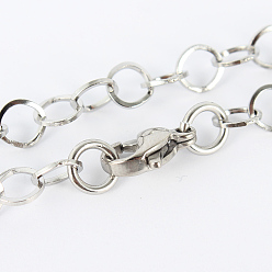 Stainless Steel Color 304 Stainless Steel Cable Chain Necklaces, with Lobster Claw Clasps, Stainless Steel Color, 17.7 inch(44.9cm), 5mm