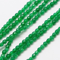 Vert Mer Moyen Vert naturel onyx agate perles brins, ronde à facettes, teint, vert de mer moyen, 3mm, Trou: 0.8mm, Environ 131 pcs/chapelet, 15.5 pouce