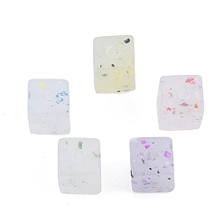Mixed Color Marbled Stone Style Opaque Acrylic Beads, Cube, Mixed Color, 8~9x7~8x7~8mm, Hole: 2mm