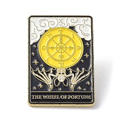 Oro Pin de esmalte de tarjeta de tarot de moda, broche de la aleación, dorado, la rueda de la fortuna x, 30.5x21x10 mm, pin: 1 mm