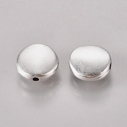 Antique Silver Tibetan Style Alloy Beads, Cadmium Free & Lead Free, Flat Round, Antique Silver, 9x4mm, Hole: 1mm
