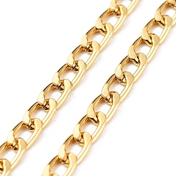 Golden Oxidation Aluminum Curb Chains, Unwelded, with Spool, Oval, Golden, 10x6x1.6mm, 50m/roll