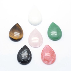 Mixed Stone Natural & Synthetic Mixed Stone Cabochons, Drop, 34~35x24~25x6.5~7mm