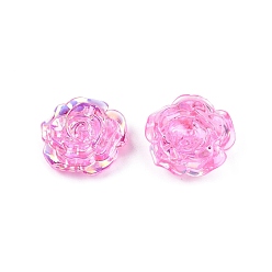 Hot Pink Transparent ABS Plastic Cabochons, Flower, Hot Pink, 19.5x7.5mm