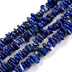 Royal Blue Natural Lapis Lazuli Beads Strands, Grade A, Chip, Royal Blue, 3~5x7~13x2~4mm, Hole: 0.4mm, 34.9 inch