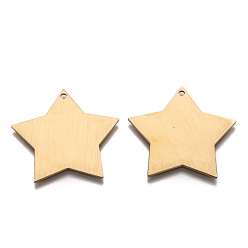 Golden Ion Plating(IP) 304 Stainless Steel Pendants, Stamping Blank Tag, Laser Cut, Double Side Drawbench Effect, Star, Golden, 10.5x11x1mm, Hole: 1mm