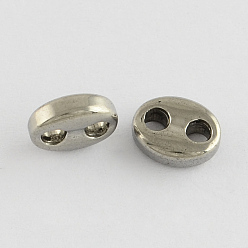 Stainless Steel Color 304 Stainless Steel Spacer Beads, Oval, Stainless Steel Color, 7x9x3mm, Hole: 2mm