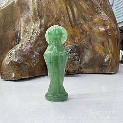 Зеленый Авантюрин Резные статуэтки богини исцеления из натурального зеленого авантюрина, Украшения из камня с энергией Рейки, 80 мм