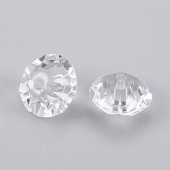 Clair Imitations de perles de cristal autrichien, grade de aaa, facette, plat rond, clair, 6x3.5mm, Trou: 0.7~0.9mm