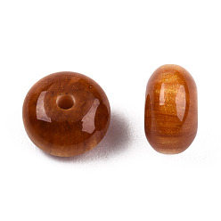 Terre De Sienne Perles en résine, ambre d'imitation, plat rond, Sienna, 8x4.5mm, Trou: 1.6~1.8mm