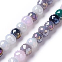Coloré Brins de perles de verre opaques de couleur ab, facette, rondelle, colorées, 7x7.5x7mm, Trou: 1.2mm, Environ 60 pcs/chapelet, 14.57'' (37 cm)