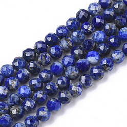 Lapis Lazuli Lapis-lazuli, brins de perles naturels , facette, ronde, 4mm, Trou: 0.5mm, Environ 85~86 pcs/chapelet, 15.75 pouce (40 cm)