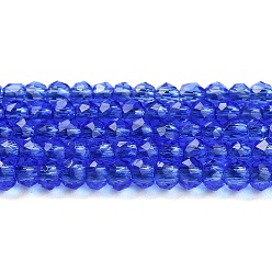 Azul Royal Cuentas de vidrio transparentes, ronda facetas, azul real, 2x2 mm, agujero: 0.6 mm, sobre 184 unidades / cadena, 14.49'' (36.8 cm)