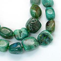 Vert Pépites naturelles agate teints graduées brins de perles, pierre tombée, verte, 13~25x12~23x7~23mm, Trou: 2.5mm, Environ 23~27 pcs/chapelet, 15.7 pouce