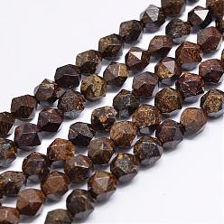Bronzite Bronzite naturelles brins de perles, étoiles coupées perles rondes, facette, 8x8mm, Trou: 1mm, Environ 50~51 pcs/chapelet, 15.74 pouce