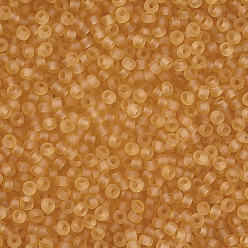 Marrón arenoso 12/0 calificar unas cuentas redondas de semillas de vidrio, estilo esmerilado transparente, arena marrón, 2x1.5 mm, agujero: 0.8 mm, 30000 unidades / bolsa