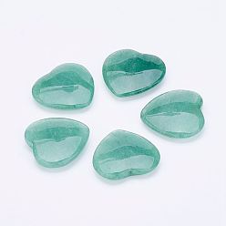 Green Aventurine Natural Green Aventurine Beads, Heart, Half Drilled, 25x24x6mm, Hole: 1mm