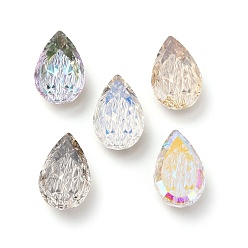 Color mezclado Cabujones de diamantes de imitación de vidrio en relieve, espalda plana, espalda plateada, lágrima, color mezclado, 14x9x4 mm