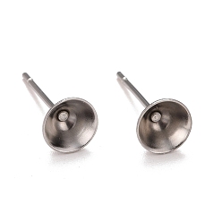 Stainless Steel Color 304 Stainless Steel Post Stud Earring Settings, for Pointed Back Chaton Rhinestone, Stainless Steel Color, 6mm, Pin: 0.7mm