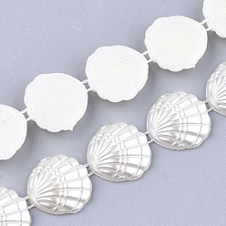 Marfil Hilo de guirnalda de cuentas de perlas de imitación de plástico abs, ideal para cortina de puerta, decoración de la boda diy material, cáscara, blanco cremoso, 16.5x5 mm, 10 yardas / rodillo