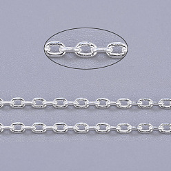 Серебро Латунные кабельные цепи, цепи с алмазной огранкой, несварные, граненые, с катушкой, без кадмия и без свинца, серебряные, 2.5x1x0.5 мм, около 301.83 футов (92 м) / рулон