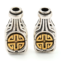Antique Silver & Antique Golden Rack Plating Tibetan Style Alloy 3 Hole Guru Beads, T-Drilled Beads, Gourd, Cadmium Free & Lead Free, Antique Silver & Antique Golden, 18x8.5x7mm, Hole: 2mm