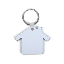 House Blank Wood Keychain, DIY Hand Painted Keychain Making, House Pattern, 3.7x5.3cm