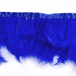 Blue Turkey Feather Fringe Trimming, Costume Accessories, Dyed, Blue, 120~180mm, about 2m/bag