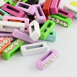 Letter I Mixed Color Zinc Alloy Grade A Rhinestone Letter Slide Charms, Letter.I, 13x3.5x4.5mm, Hole: 8x1.5mm