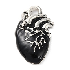 Heart Alloy Enamel Pendants, Antique Silver, Heart, 25x15.5x4mm, Hole: 2.5mm