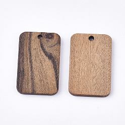 SillínMarrón Colgantes de madera de nogal sin teñir, Rectángulo, saddle brown, 28x18x2.5 mm, agujero: 1.8 mm