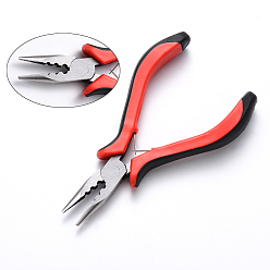 Red 45# Carbon Steel Jewelry Tools Crimper Pliers for 2/2.5/3mm Crimp Beads, Red, 130x55x17mm