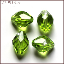 Amarillo de Verde Imitación perlas de cristal austriaco, aaa grado, facetados, bicono, verde amarillo, 10x13 mm, agujero: 0.9~1 mm