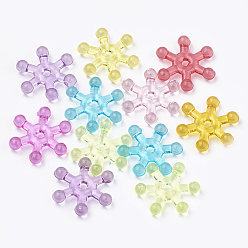 Mixed Color Transparent Acrylic Beads, Snowflake, Mixed Color, 15.5x14x3mm, Hole: 2mm, about 2700pcs/500g