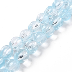 Light Sky Blue Transparent Glass Beads Strands, Lantern, Light Sky Blue, 10.5x9.5x10.5mm, Hole: 1mm, about 38pcs/strand, 15.24 inch(38.7cm)