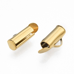 Золотой 304 ползун нержавеющий на концевых зажимных трубках, торцевые крышки слайдера, золотые, 6x10x4 мм, отверстие : 3x1.5 мм, внутренний диаметр: 3 мм