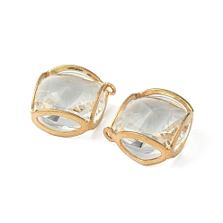 Oro Colgantes de cristal de diamantes de imitación, con la conclusión de hierro, encantos ovales, dorado, 16x16x8.5 mm, agujero: 1.6 mm
