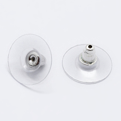 Platinum Rhodium Plated 925 Sterling Silver Ear Nuts, with 925 Stamp, Platinum, 6.5x12mm, Hole: 0.8mm