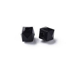 Black Opaque Acrylic Beads, Faceted, Square, Black, 5.5x5.5x5.5mm, Hole: 1.8mm, about 4485pcs/500g