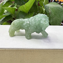 Green Aventurine Natural Green Aventurine Carved Healing Lion Figurines, Reiki Energy Stone Display Decorations, 50~60mm