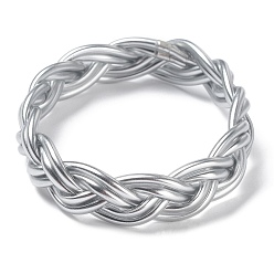 Silver Plastic Cord Braided Stretch Bracelets, Silver, Inner Diameter: 2-1/2 inch(6.5cm)