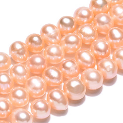 Melocotón de Soplo Hilos de perlas de agua dulce cultivadas naturales, patata, peachpuff, 5.5~6.5x5~6 mm, agujero: 0.6 mm, sobre 66 unidades / cadena, 14.37~14.57 pulgada (36.5~37 cm)