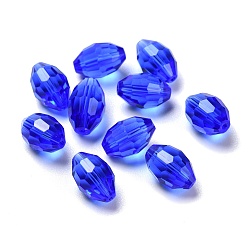 Blue Glass Imitation Austrian Crystal Beads, Faceted, Oval, Blue, 15x9mm, Hole: 0.8~1.4mm