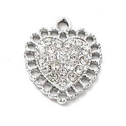 Crystal Alloy Chandelier Component Links, with Crystal Rhinestone, Heart Links, Crystal, 19x16.5x3.2mm, Hole: 2mm & 1.2mm