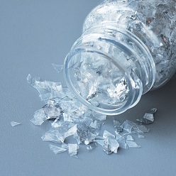 Серебро Пластиковые конфеты блестки / пайетка чип, уф-наполнитель смолы, для изготовления ювелирных изделий из эпоксидной смолы, серебряные, 3~25x2.8~6.5 мм