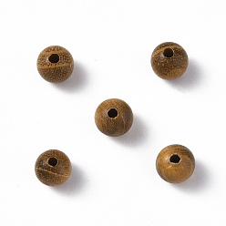 Vara de Oro Cuentas de madera, sin teñir, rondo, vara de oro, 6 mm, agujero: 1.6 mm