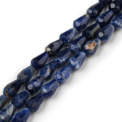 Sodalite Natural Sodalite Beads Strands, Faceted, Teardrop, 5.5~8.3x4.1~4.35mm, Hole: 0.5mm, about 58pcs/strand, 15.43~15.55 inch(39.2~39.5cm)